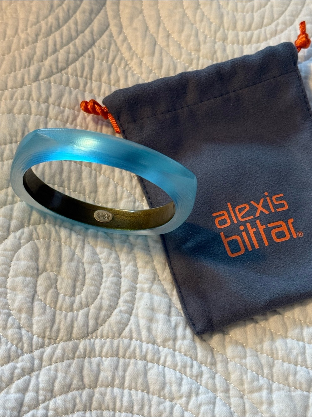 Alexis Bittar Square Cerulean Blue Lucite Skinny Bangle Bracelet